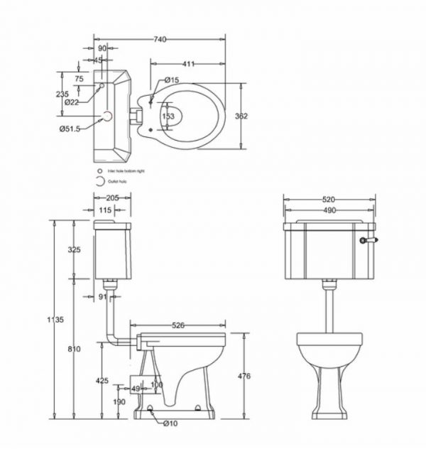 P16 - Regal toalett for lav- og høy rørpakke-3434